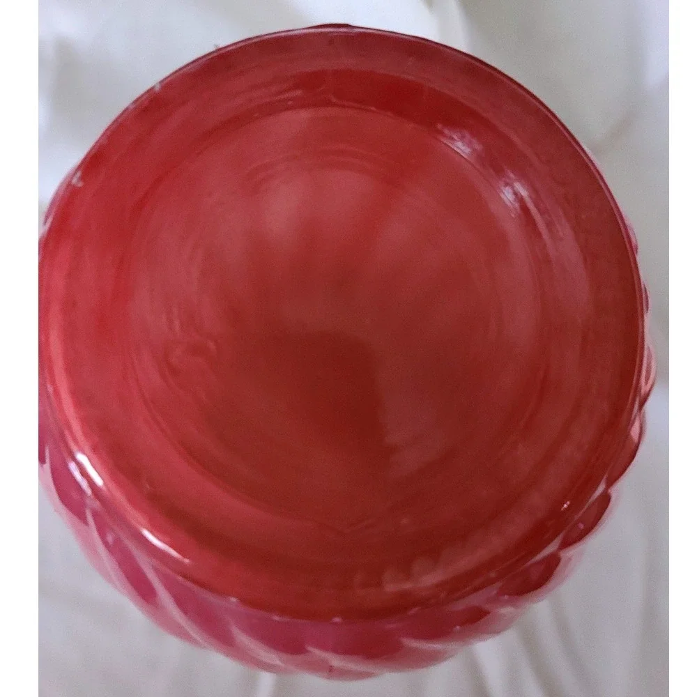 Vintage‎ Pink Optic Swirl Glass Vase Ribbed Urn Shape Decorative Flower Vase
